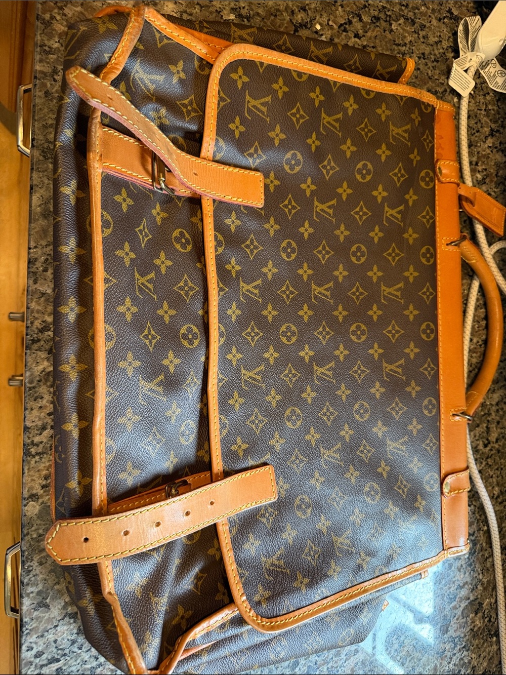 Louis Vuitton Monogram Canvas Briefcase with Tan Leather Trim